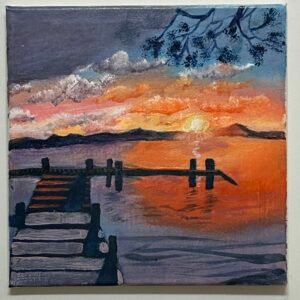 Amazing Sunset at a lonely deck.